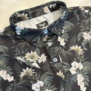 Waggle Golf Polo Men 2XL AOP Black Panther Tropical Floral Performance Shirt